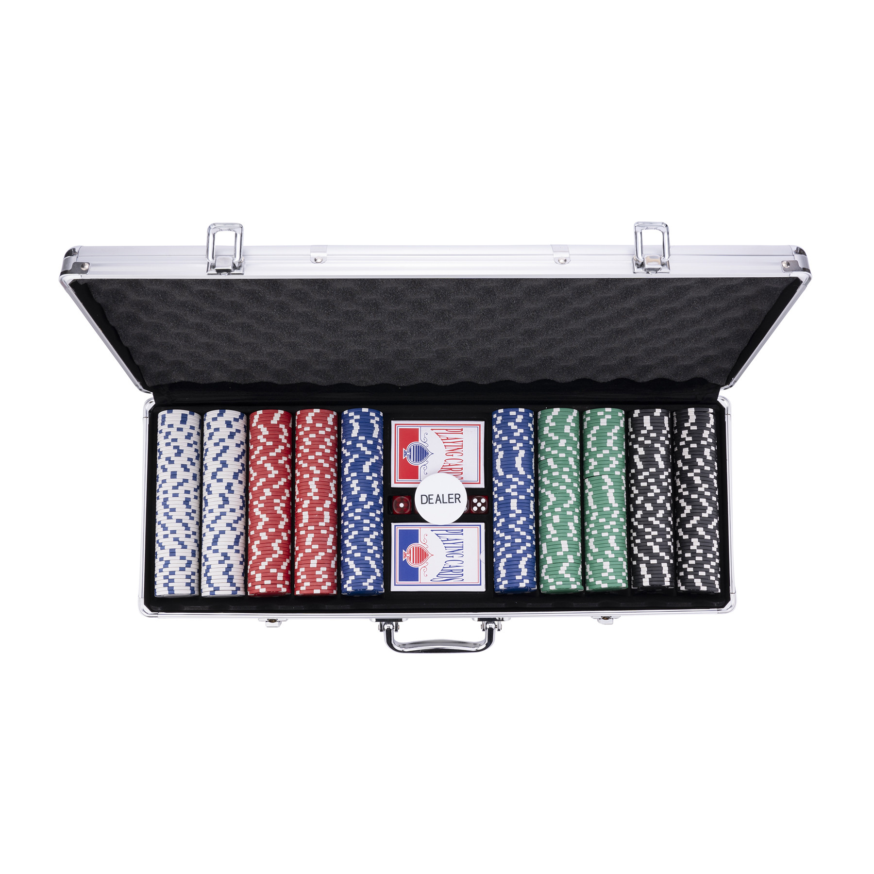 Pokerset in zilveren koffer - 500 chips (11.5 gram)