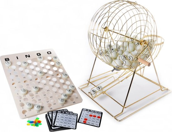 Longfield Bingomolen XL - 50 cm - met 75 Bingo pingpongballen
extra groot - Korf 34 cm