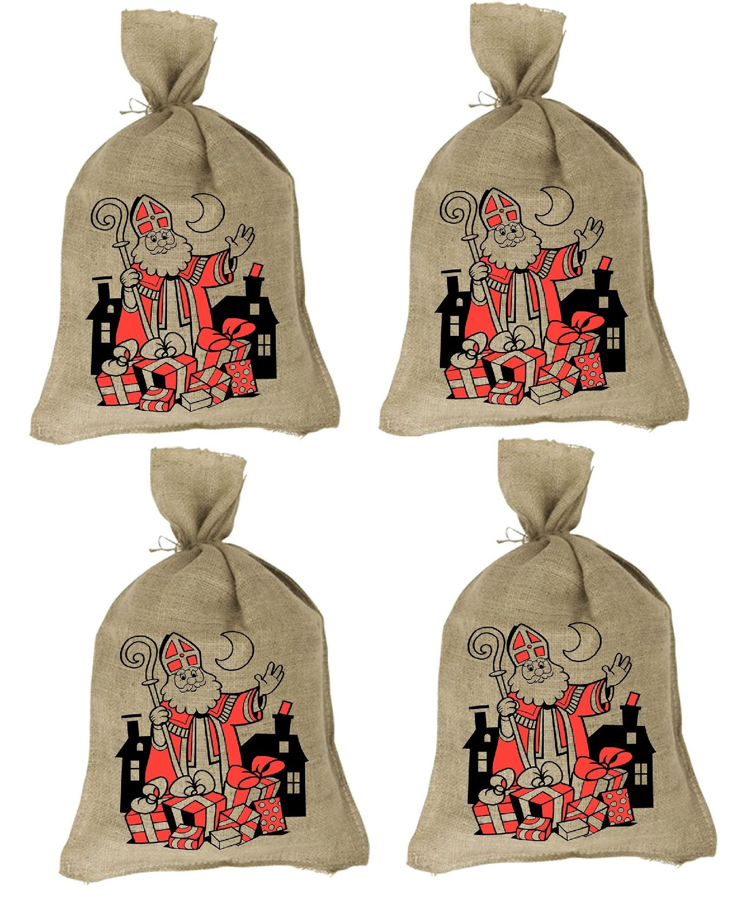 Sinterklaaszak - Jute zak - Jutezak - 86 x 51 cm - 4 Stuks