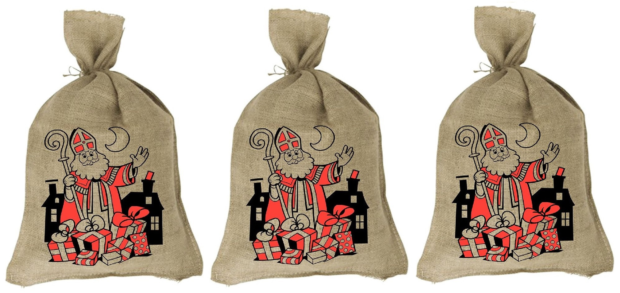Sinterklaaszak - Jute zak - Jutezak - 86 x 51 cm - 3 Stuks 