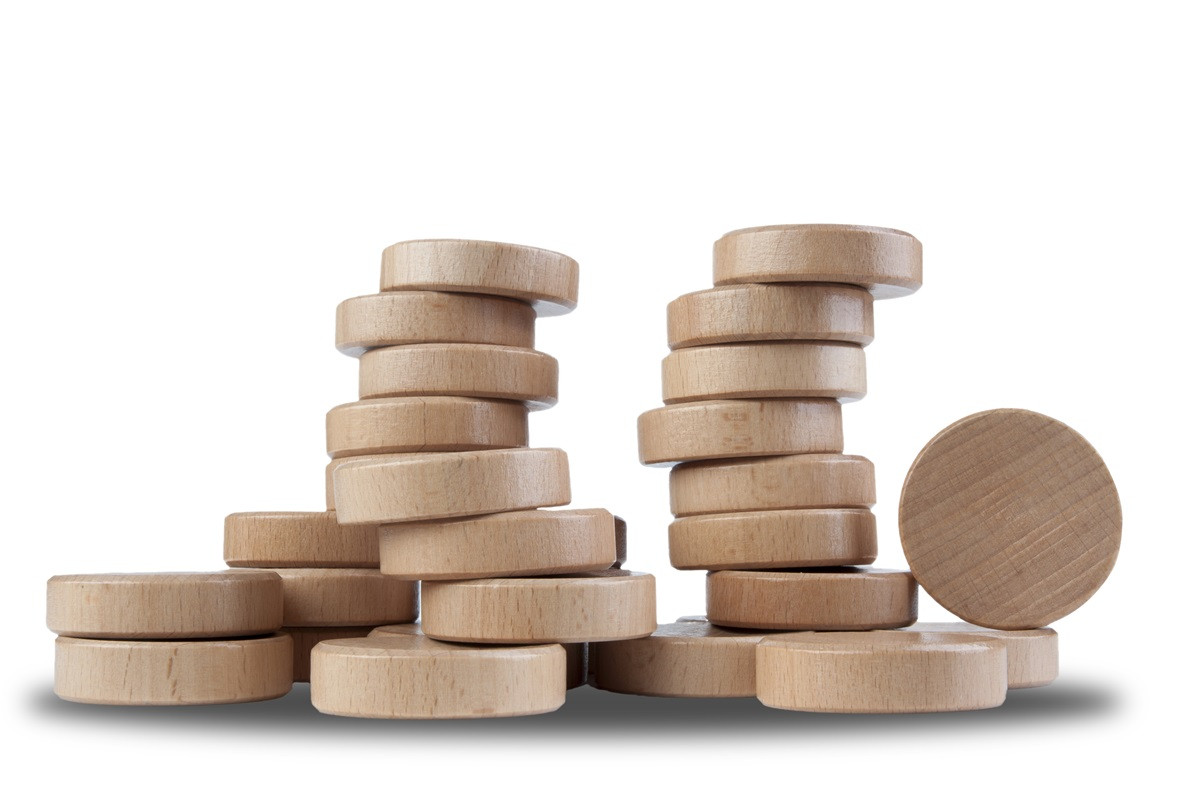 Sjoelschijven Groot - Hol Gedraaid - Beukenhout - 30 Stuks - 52 mm