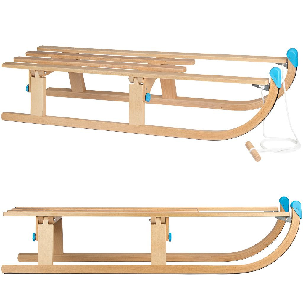 SportX Vouwslee met Trekkoord - Slee - Slede - Opklapbaar - XL - 110 cm - Hout - Blauw 