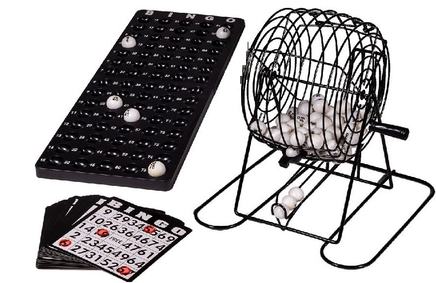 Bingomolen 30 cm - Groot - Bingospel - 75 Genummerde Balletjes - Korf 20 cm
