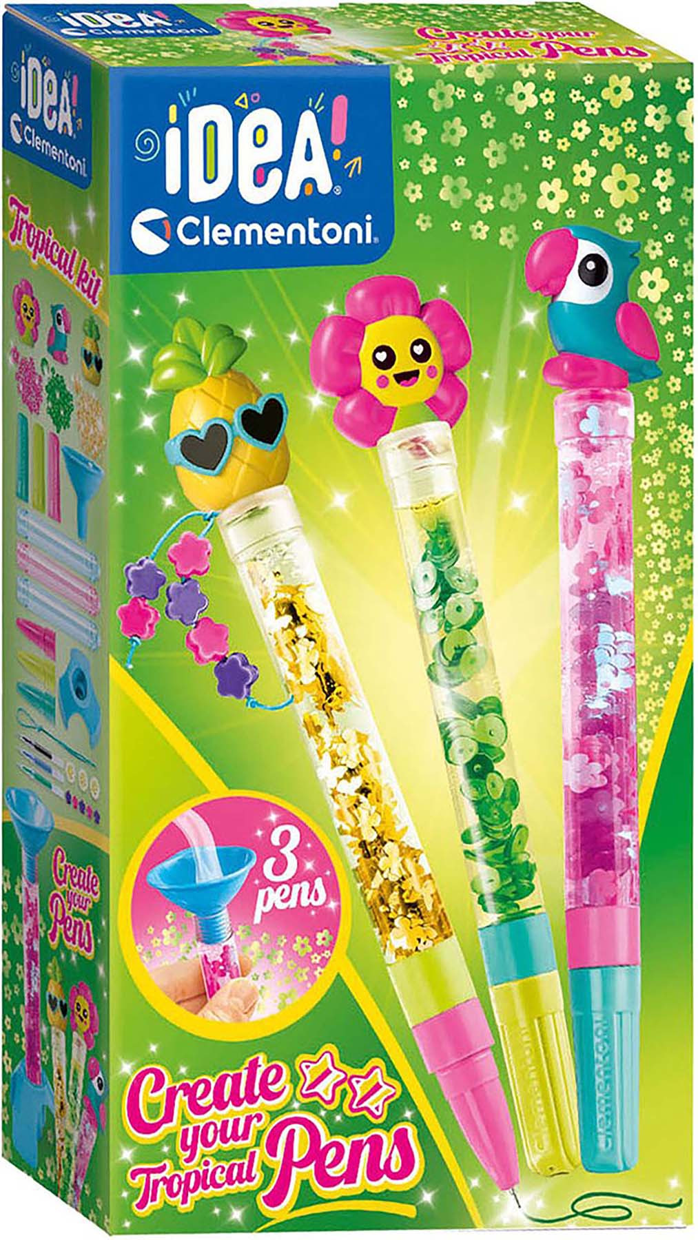 Clementoni Idea Create Your Pens - Lab 1 Tropical - 3 pennen - DIY - Groen