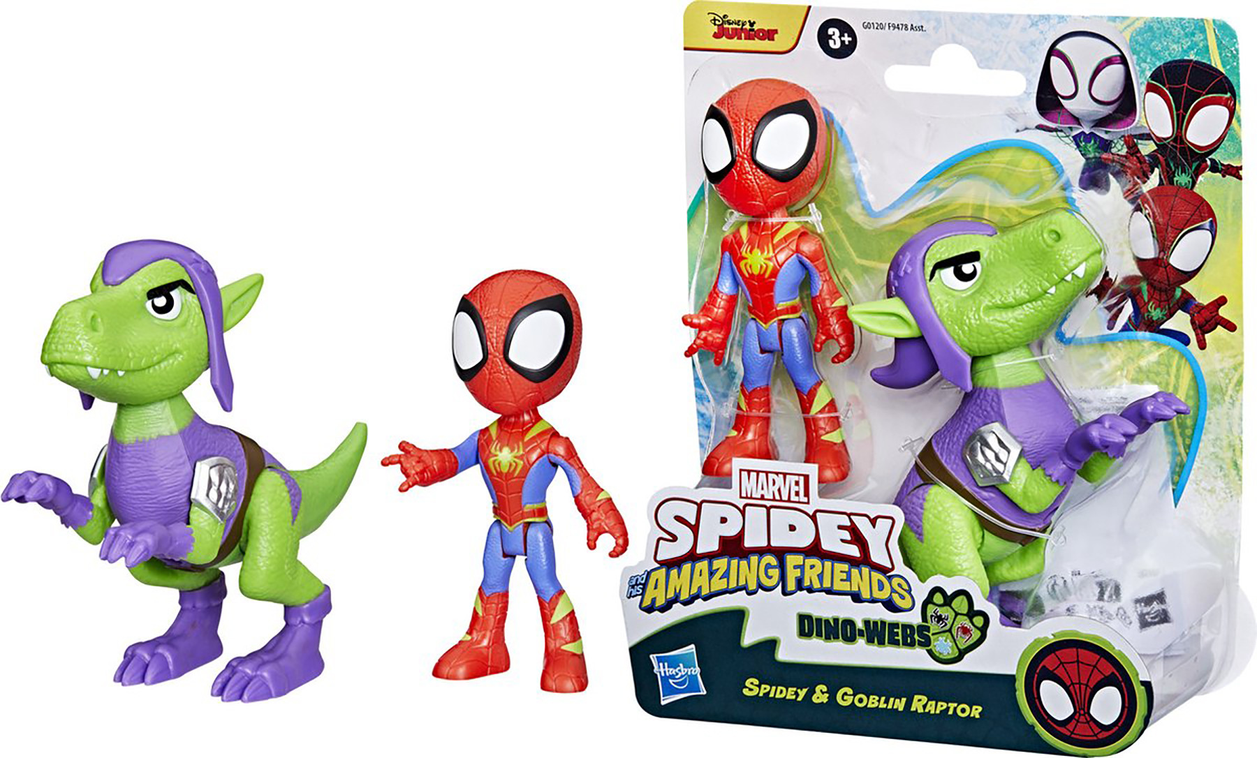 Marvel Spidey Friends - Dino Webs - Spidey en Goblin Raptor