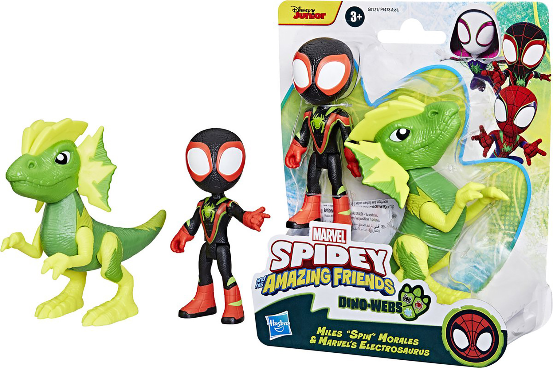 Marvel Spidey Friends - Dino Webs - Miles Morales en Electrosaurus
