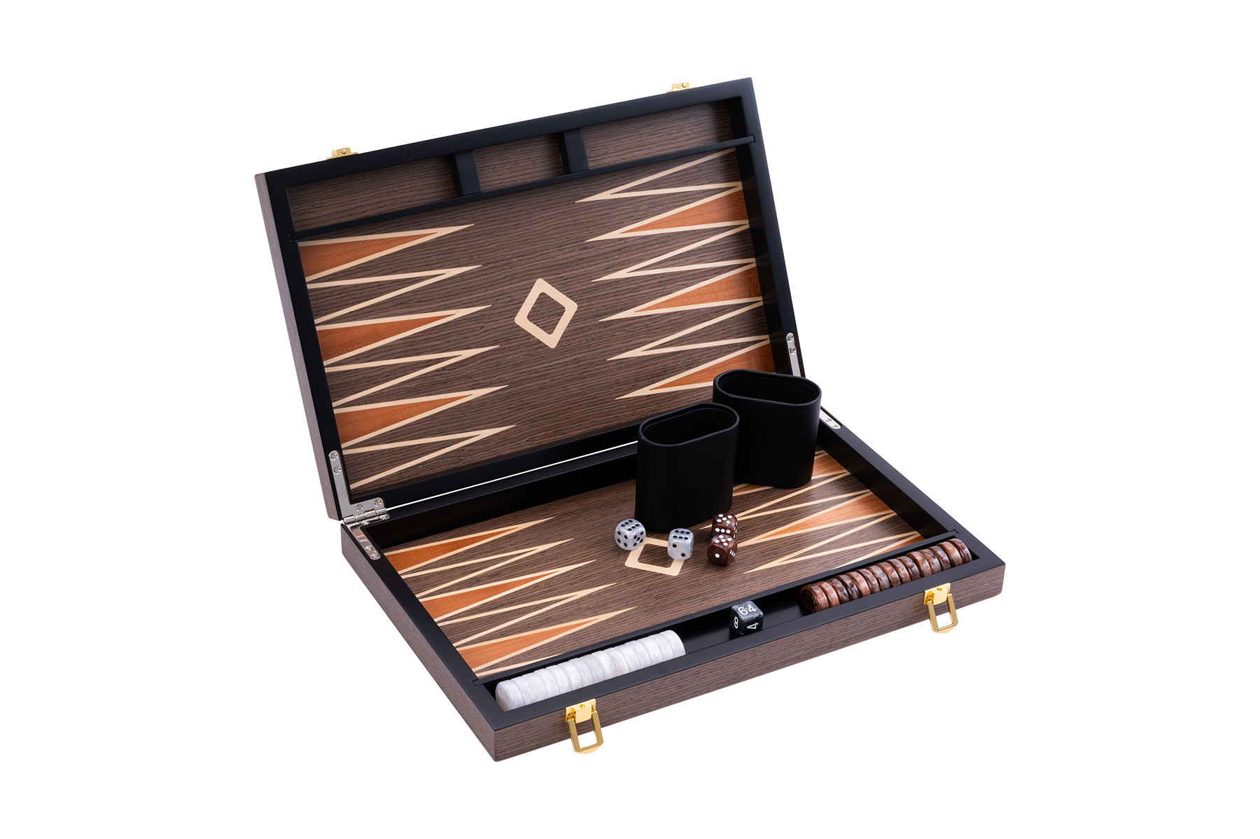 Backgammon Spel - 15 Inch - Burl Walnoot