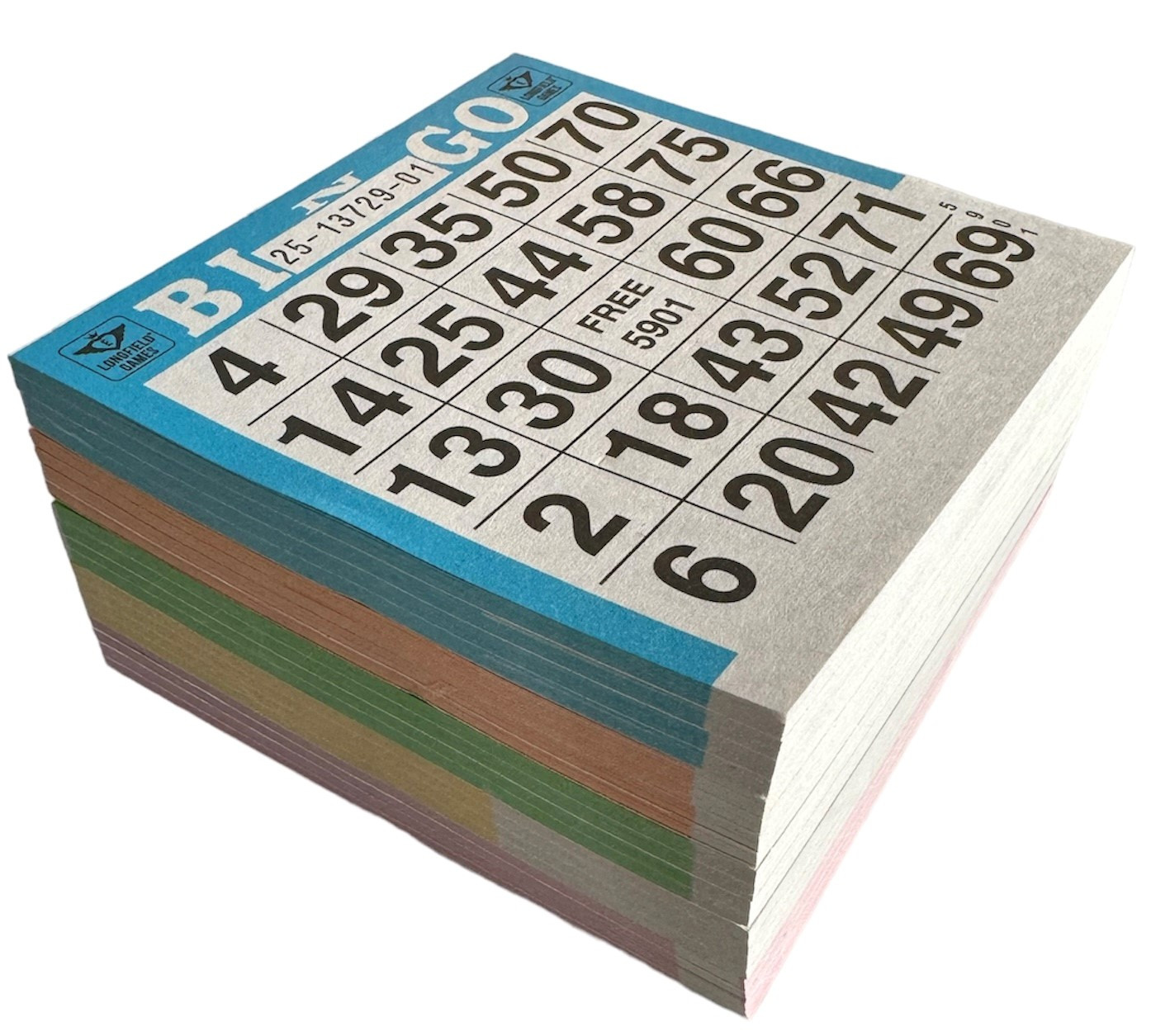 Bingokaarten - 5x 100 vel - 5 kleuren - nummers 1-75 - Bingovellen - Bingo blokken