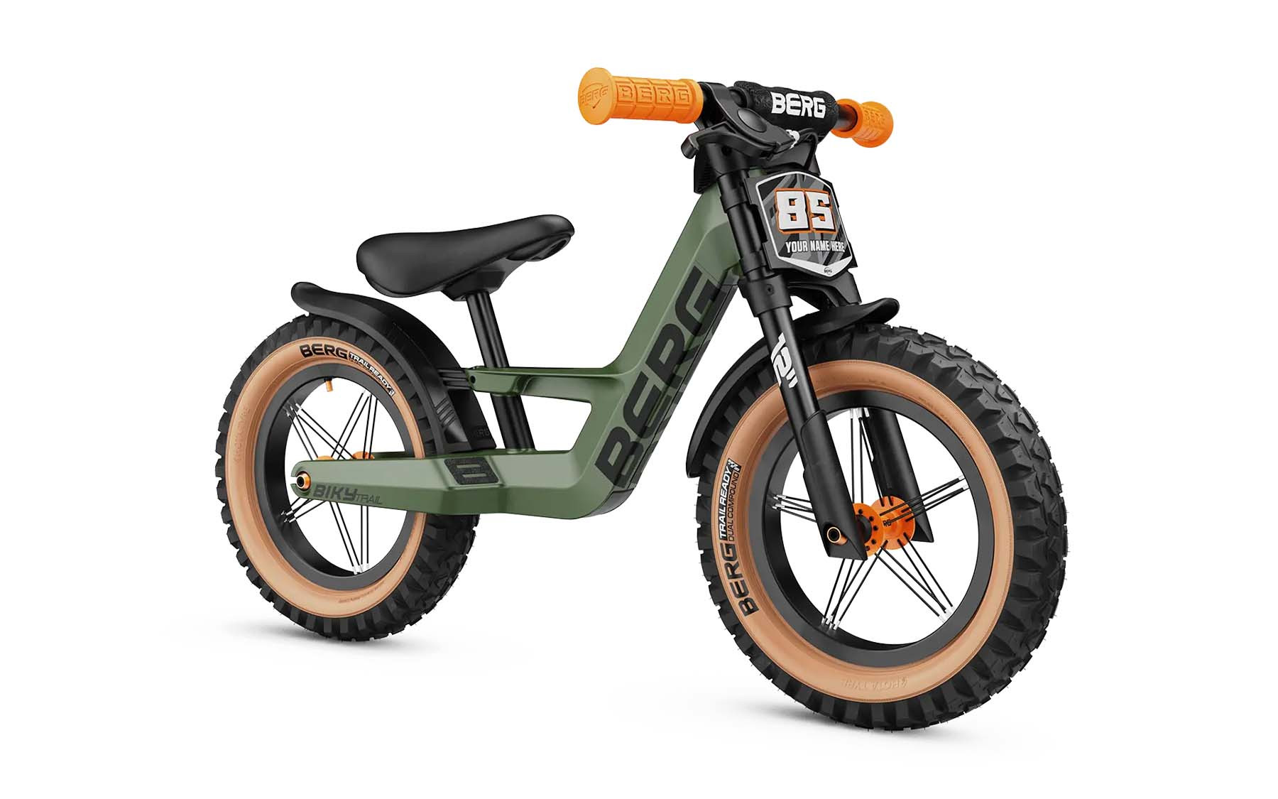 BERG Biky Trail - 12 inch - Loopfiets - met Handrem - Legergroen