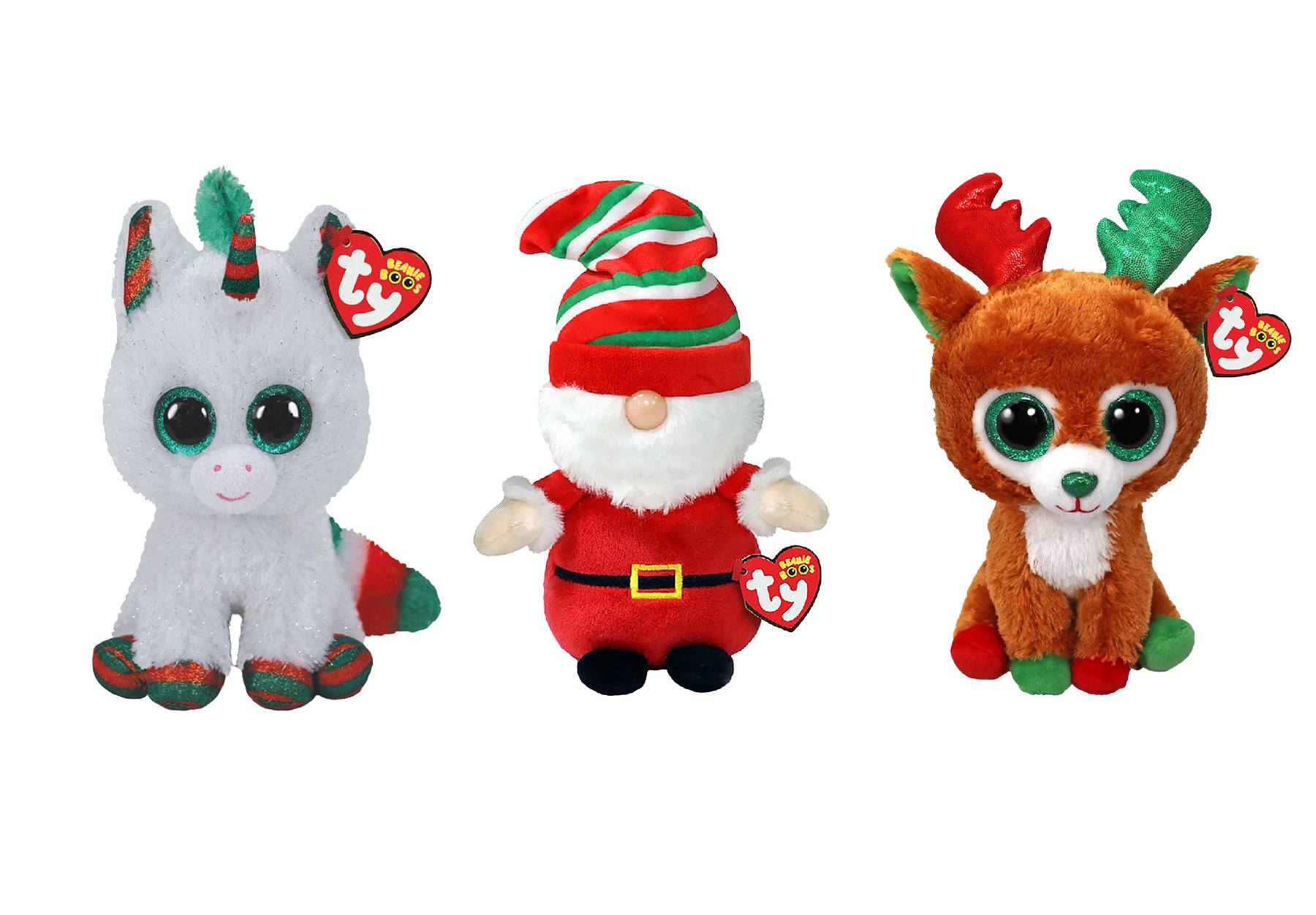 Ty Beanie Boo Kerst Knuffel - Bundel - met Tinseltoes, Snowfall en Gnewman