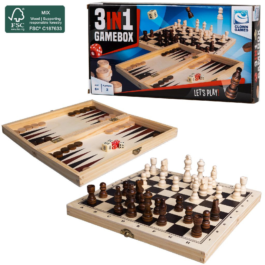 Clown Games 3-In-1 Spellendoos - FSC Hout
