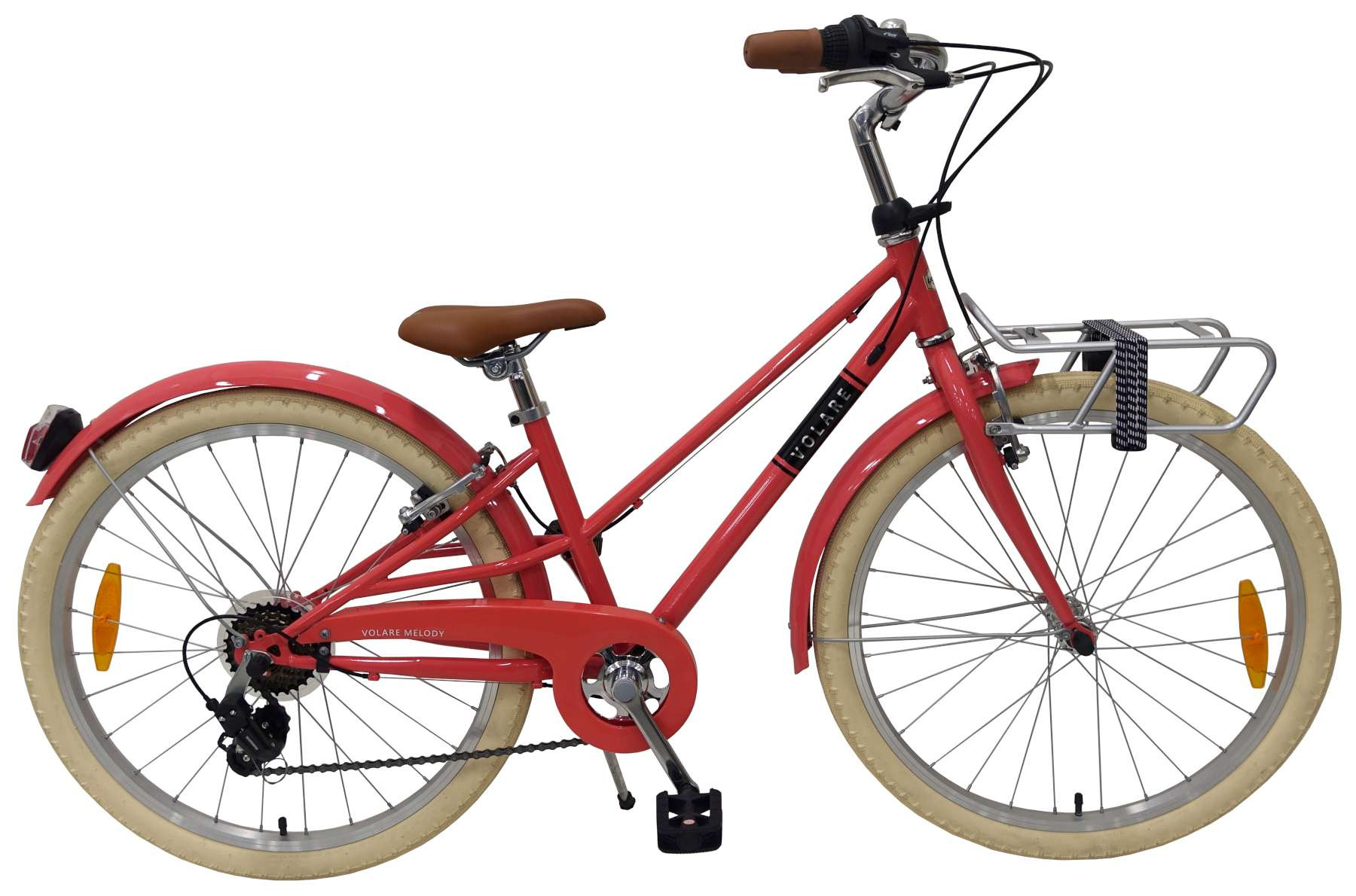 Volare Melody Kinderfiets - 24 Inch - Pastel Rood - 6 Versnellingen - Prime Collection