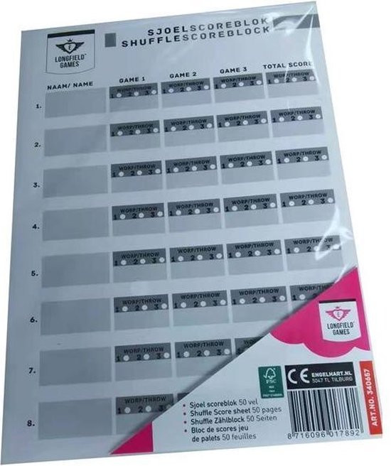 Longfield Sjoel Scoreblok - 50 Vel - Sjoelscoreblok 