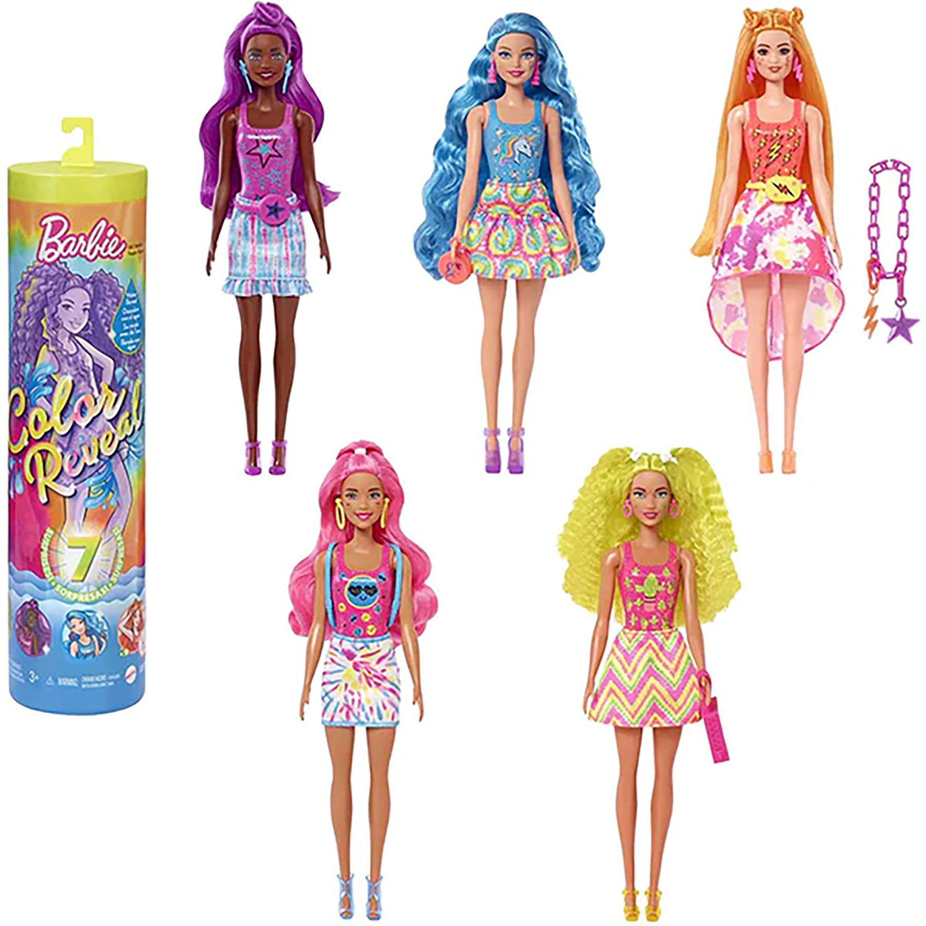 Barbie Color Reveal 7 - Neon Tie-Dye - Modepop - Prijs per Stuk