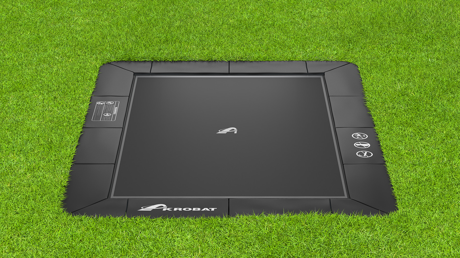 Akrobat Trampoline Orbit - Flat to the Ground - 380 x 250 cm - Zwart / Zwart