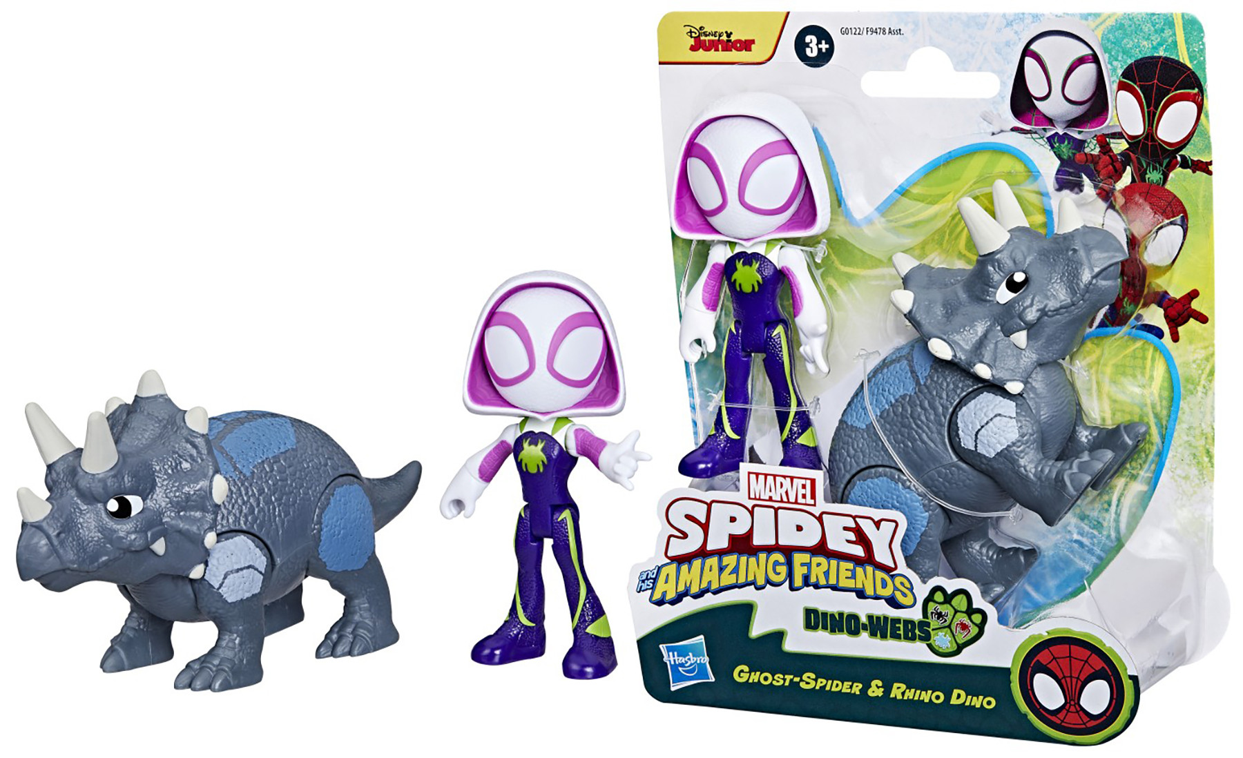 Marvel Spidey Friends - Dino Webs - Ghost Spider en Rhino Dino