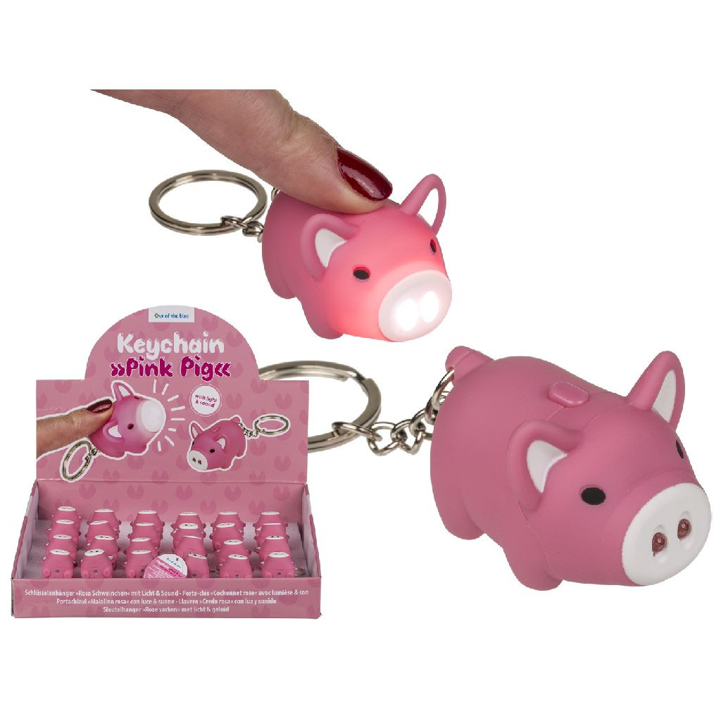 Varkentje Sleutelhanger met Licht en Geluid - Per Stuk