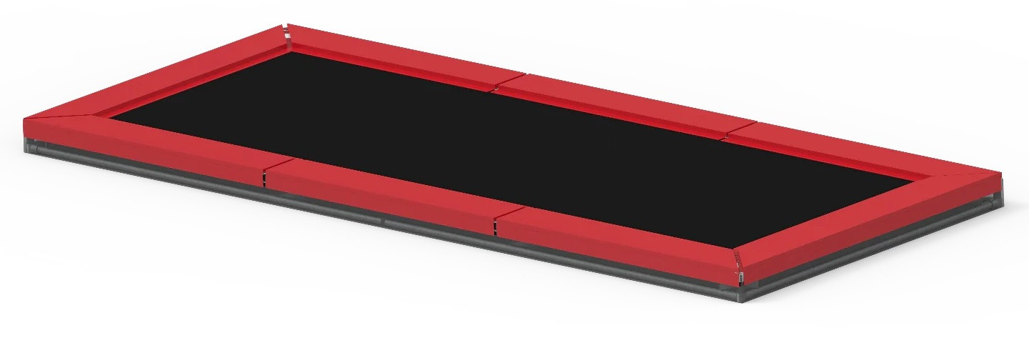 12SPRINGS Trampoline CURVE-XL - One side Flat (OSF) - 775 x 250 x 150 cm - Zwart