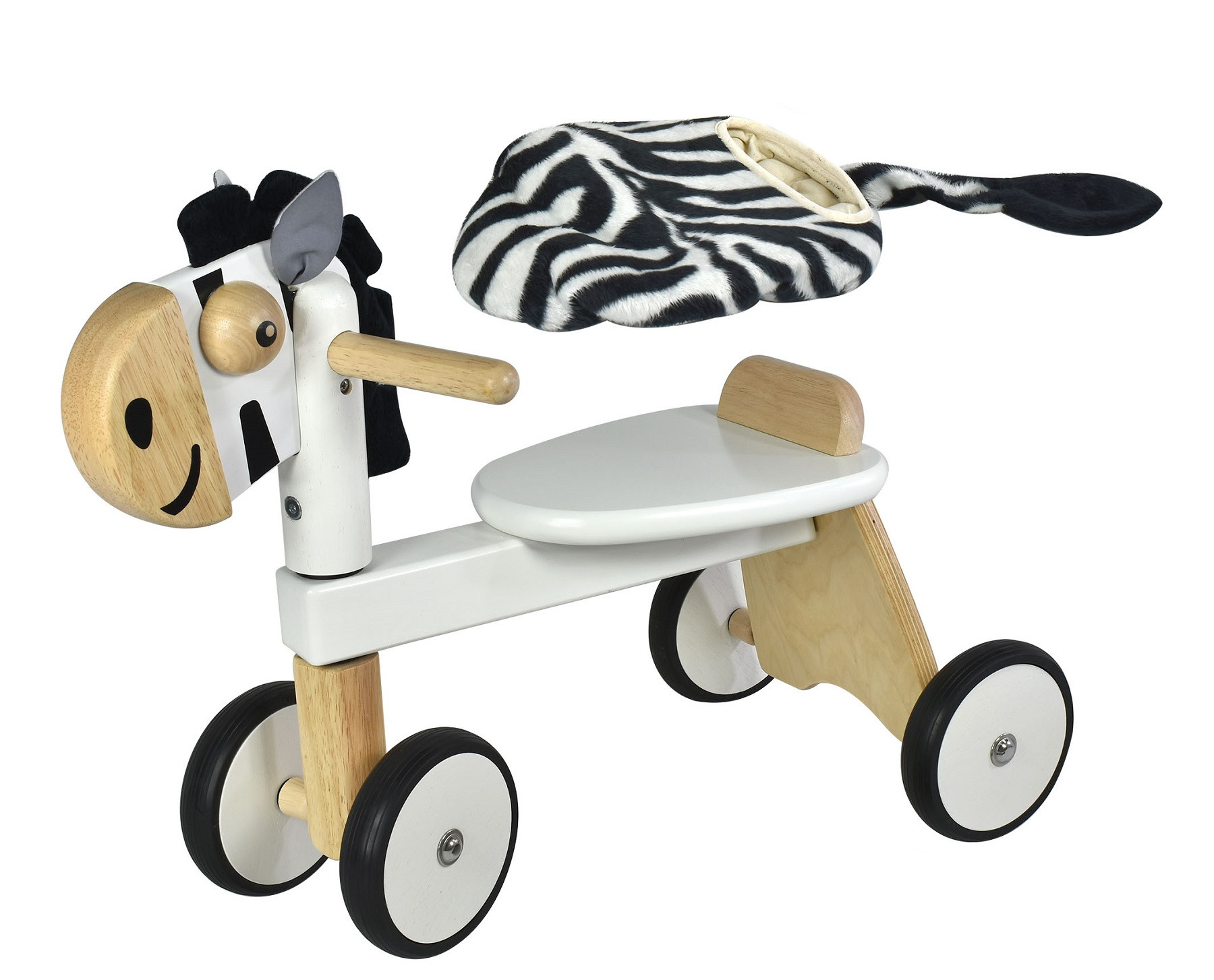Loopfiets Zebra - Hout - Zwart / Wit