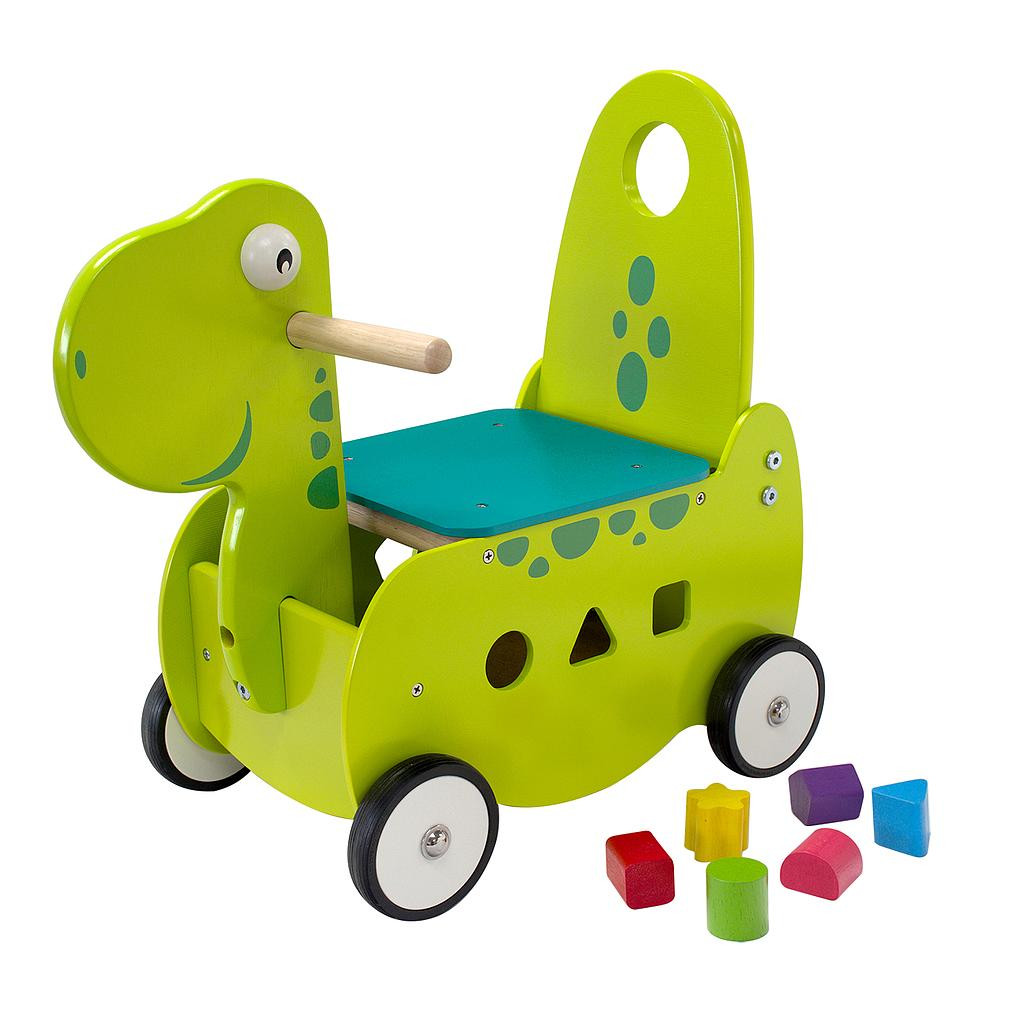 Loopwagen - Duwwagen - Dino - Hout - Groen