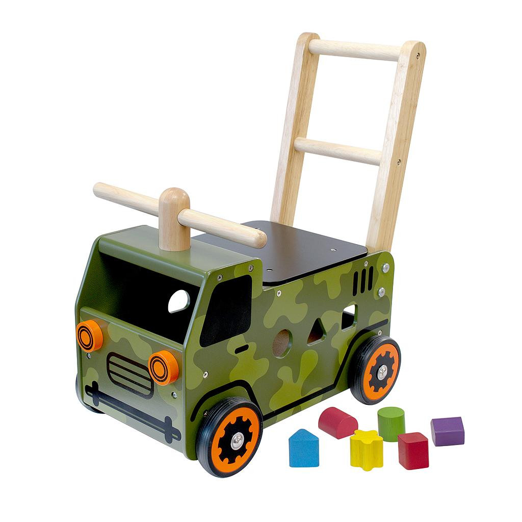 Loopwagen - Duwwagen - Legertruck - Hout - Groen