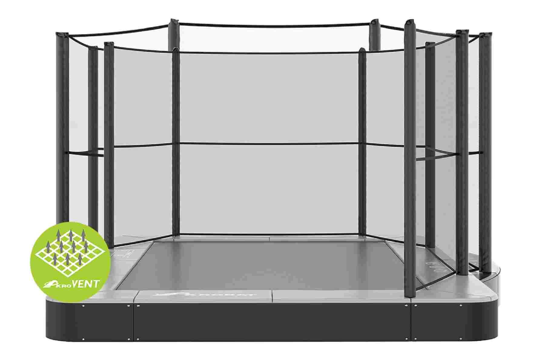 Akrobat Trampoline Veiligheidsnet - Half - voor Primus en Orbit - 430 x 305 cm - Rechthoek - Set - Zwart