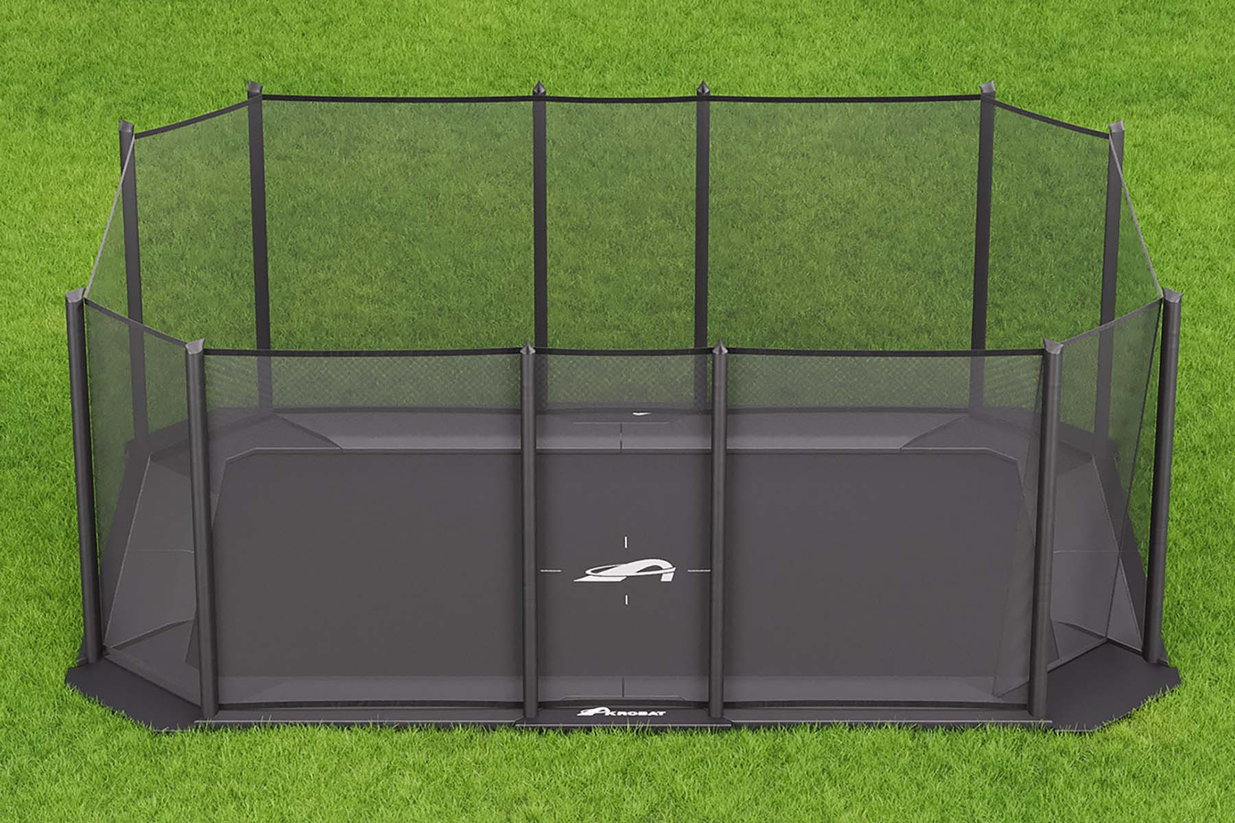 Akrobat Trampoline XCITYX met Veiligheidsnet - Flat to the Ground - 520 x 365 cm - Antraciet