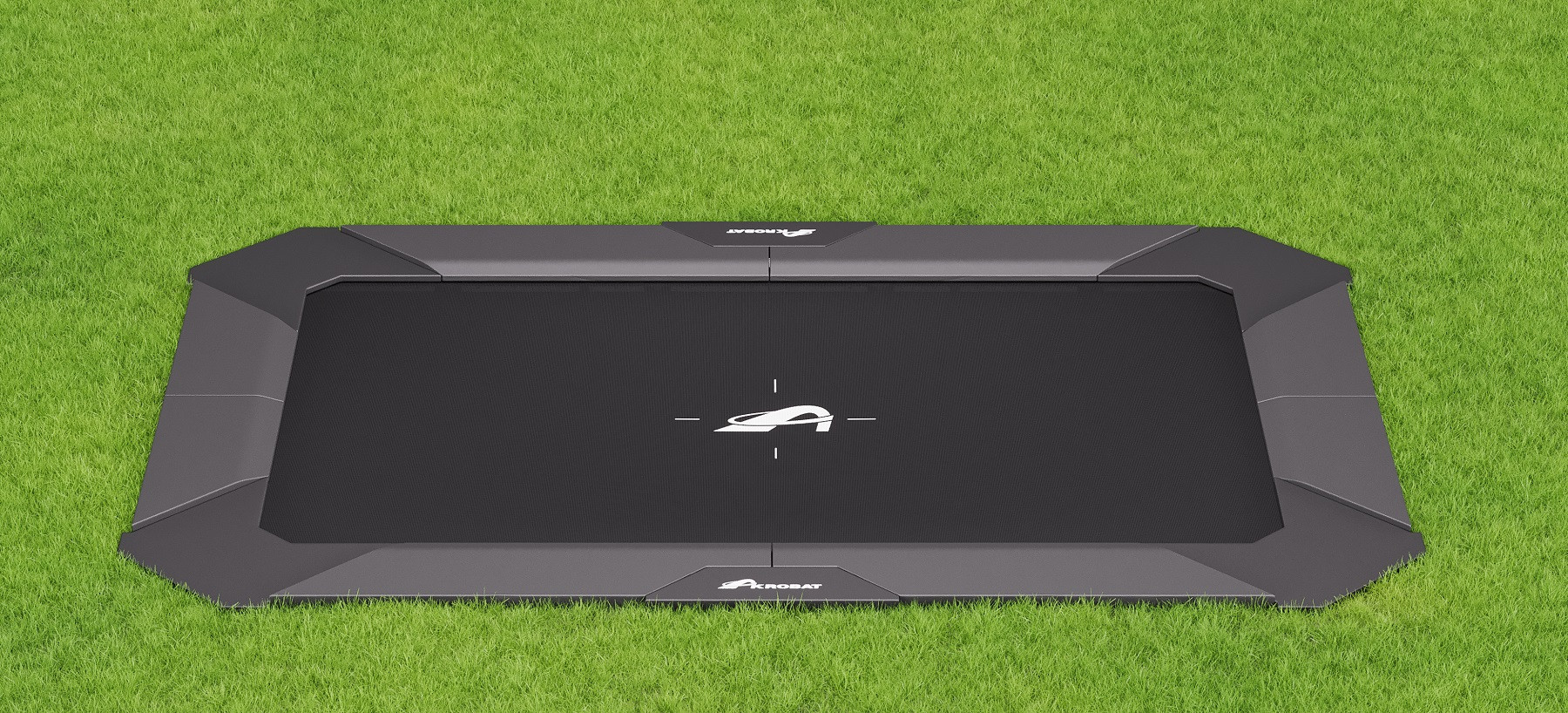 Akrobat Trampoline XCITYX met Half Veiligheidsnet - Flat to the Ground - 520 x 365 cm - Antraciet