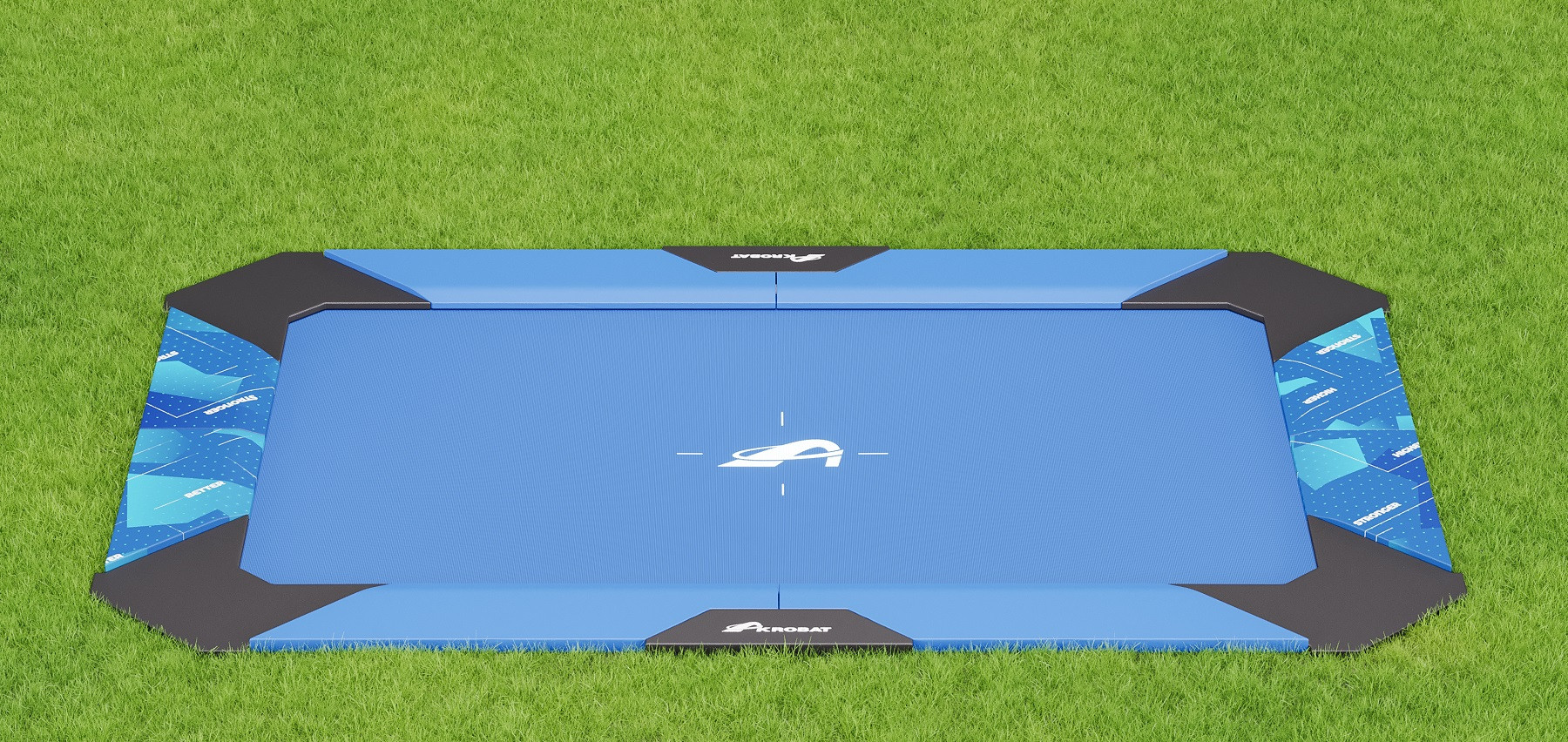 Akrobat Trampoline XCITYX - Flat to the Ground - 430 x 305 cm - Blauw
