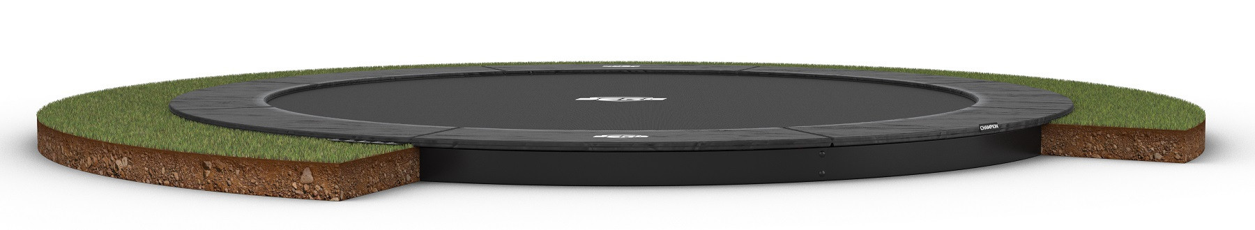 BERG Trampoline Champion - FlatGround - 430 cm - Antraciet Grijs - met Airflow - Twinspring