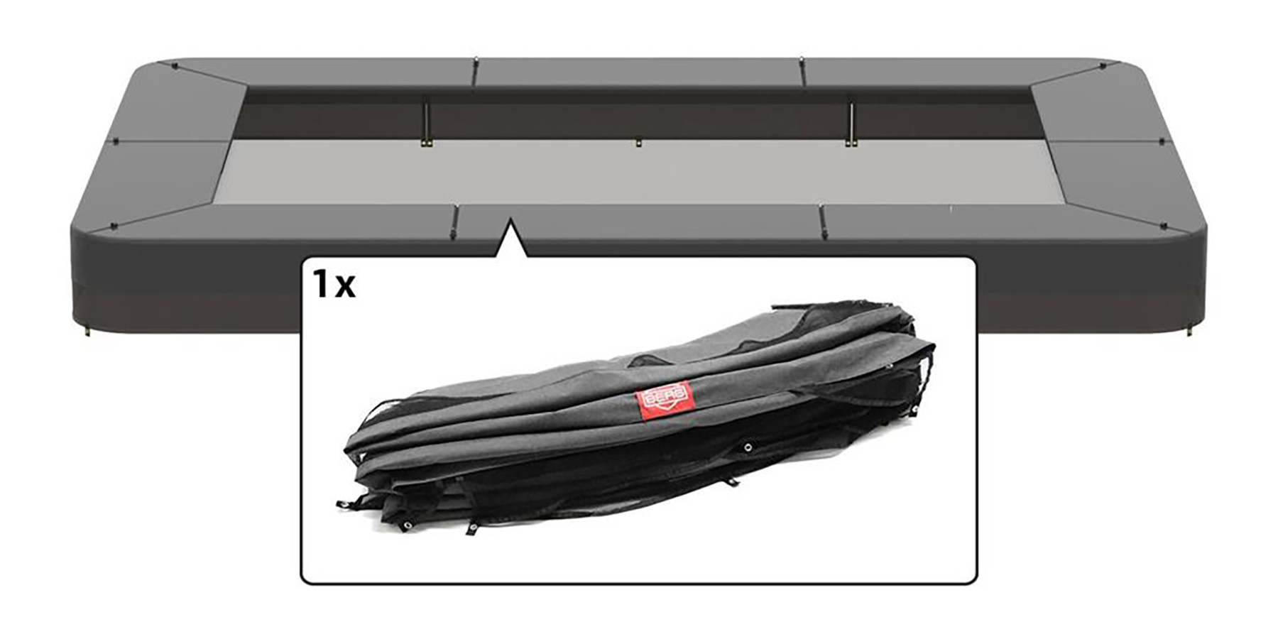 BERG Trampoline Beschermrand Eazyfit Ultim Champion - InGround - 330 x 220 cm - Grijs


