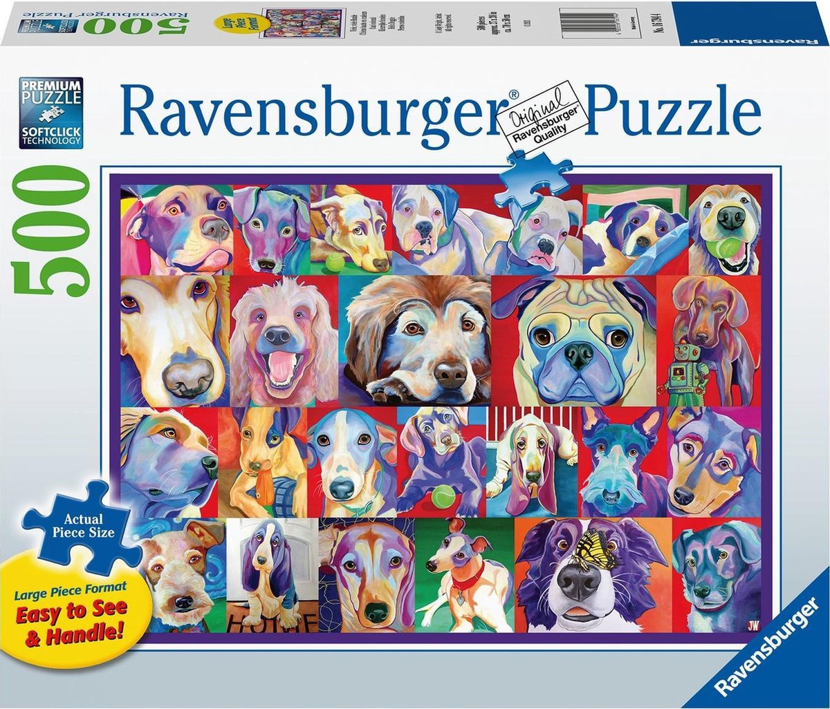 Ravensburger Puzzel - Kleurrijke Honden - 500 Stukjes 