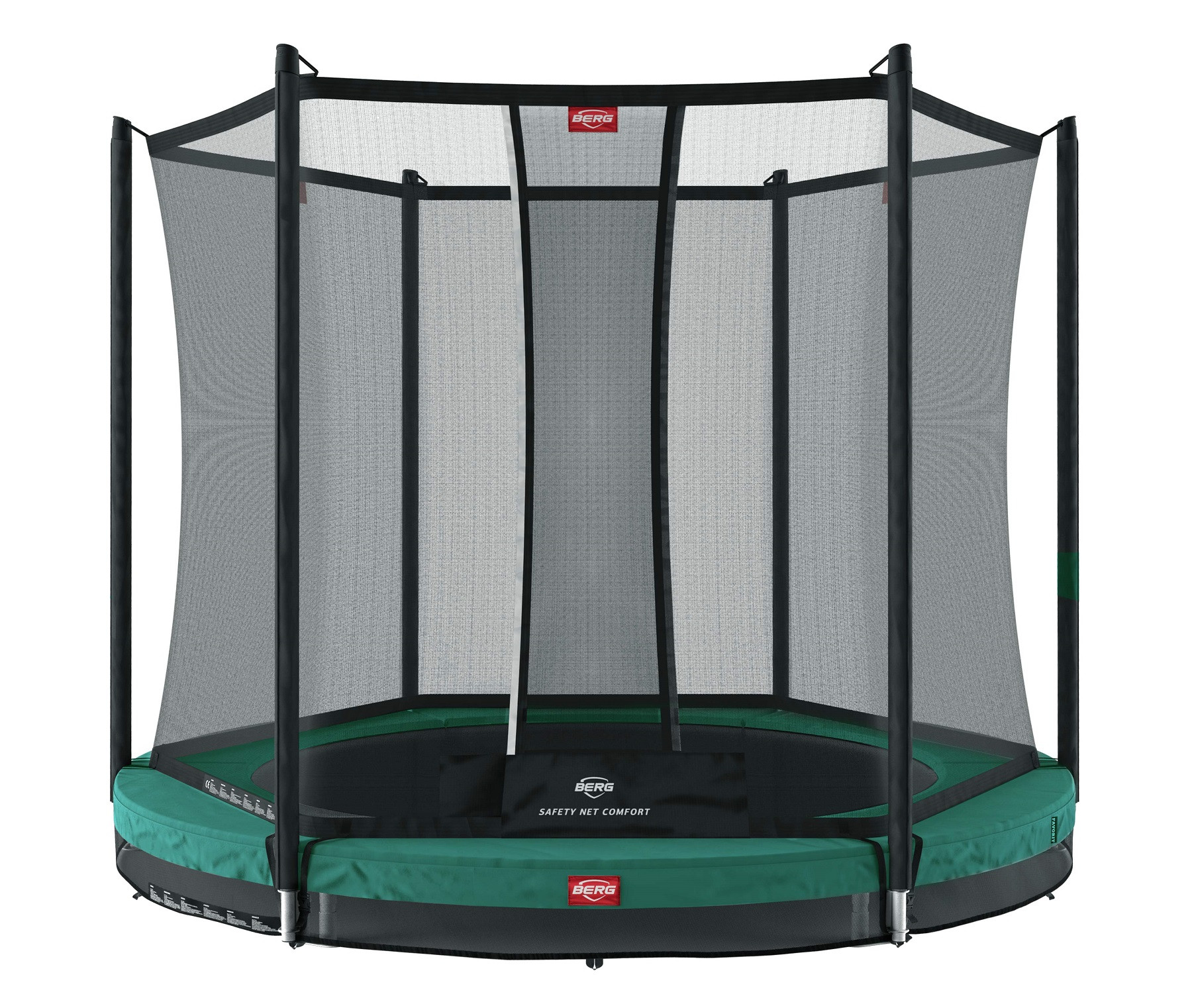 BERG Trampoline Favorit met Veiligheidsnet - Safetynet Comfort - InGround - 330 cm - Groen