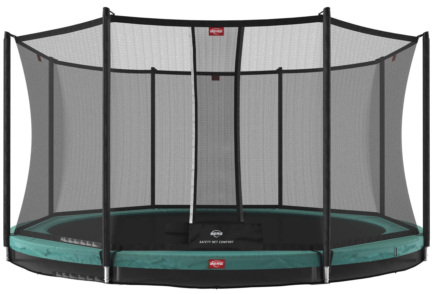 BERG Trampoline Favorit met Veiligheidsnet - Safetynet Comfort - InGround - 430 cm - Groen