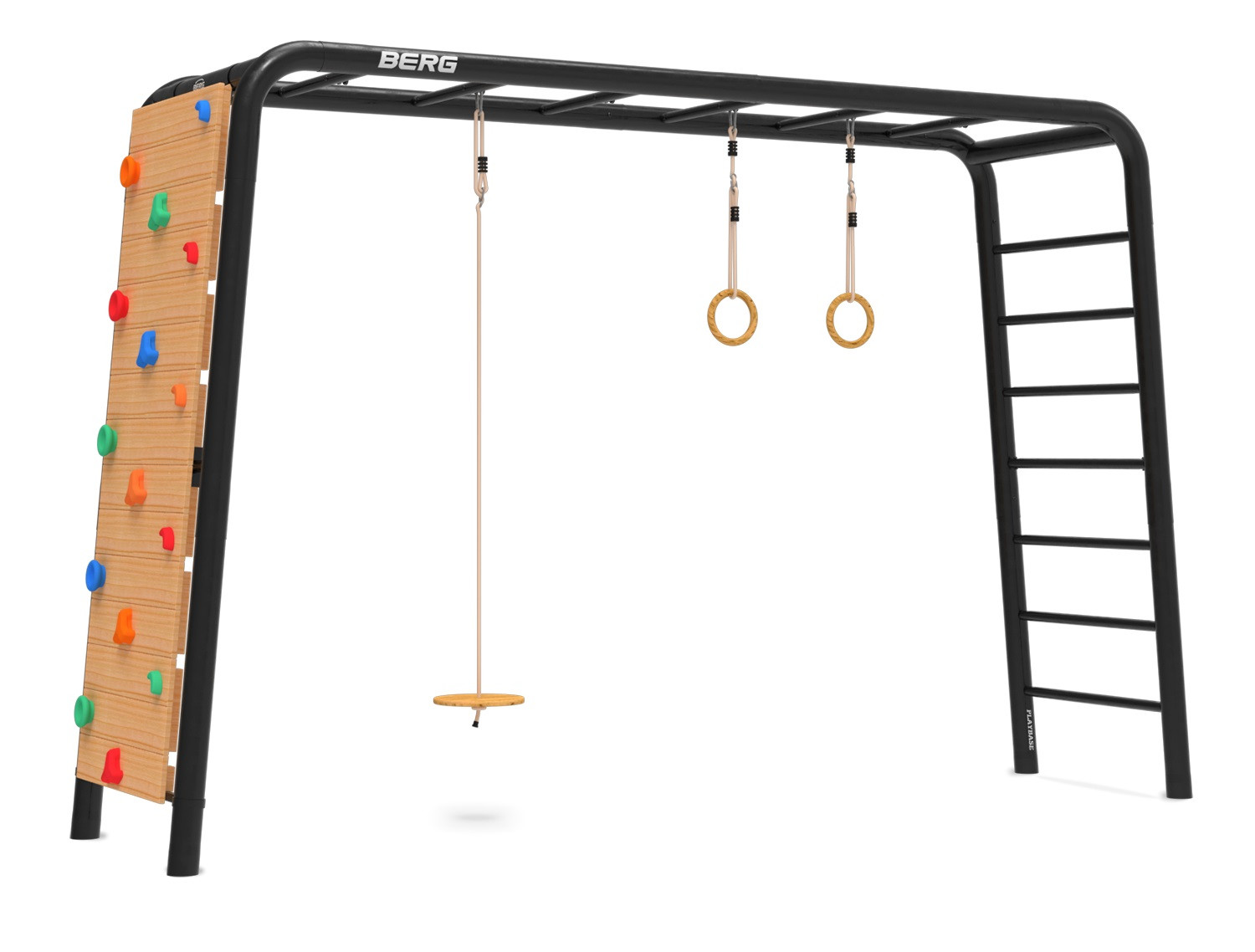 BERG PlayBase Large TL 3-in-1 Speeltoestel - met Rekstok, Ladder, Schotelschommel, Turnringen en Klimmuur