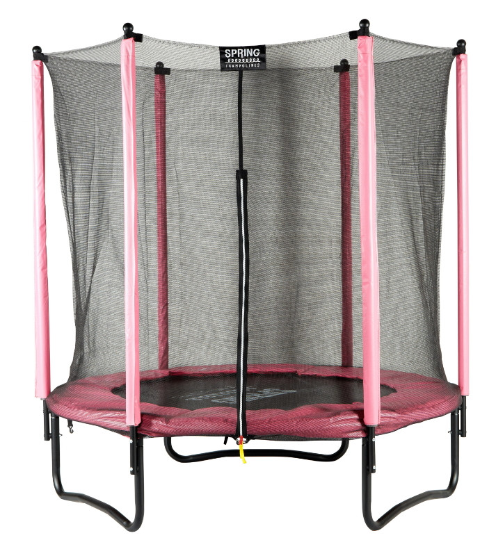 SPRING Trampoline 183 cm (6ft) met veiligheidsnet - Black Edition - roze rand