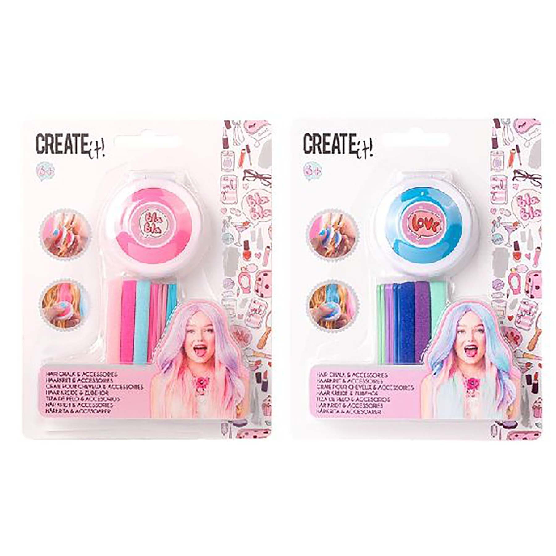 Create It! Haarkrijt en Accessoires - Roze of Blauw - Assortiment - Prijs per Stuk
