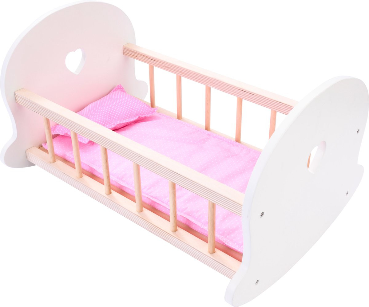 Poppen Schommelbed Roze / Wit - Hout