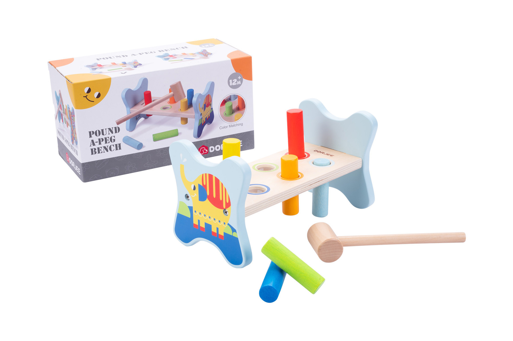 Dorjee Hamerbank Olifant - Hout - 23 x 11,5 x 12,5 cm