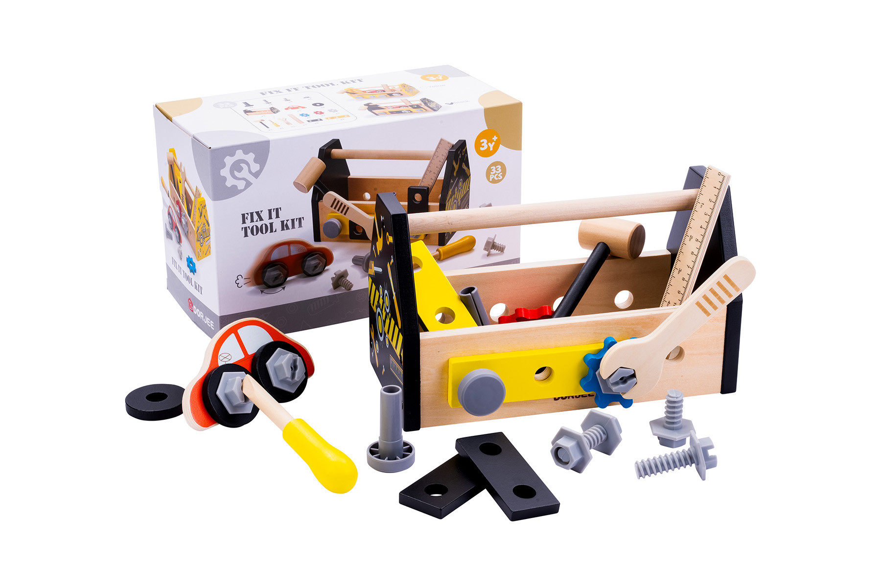 Dorjee Gereedschapskist - Hout - 12 x 25 x 15 cm - Zwart