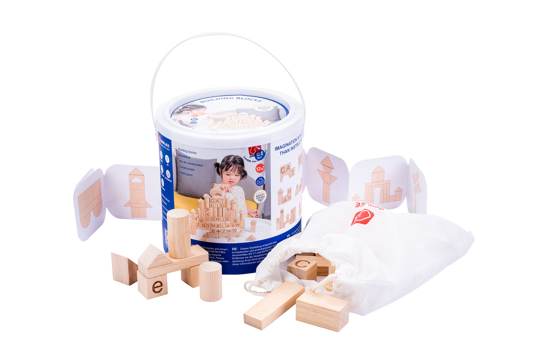 Dorjee Blokkenset - 84 stuks - Hout - Naturel