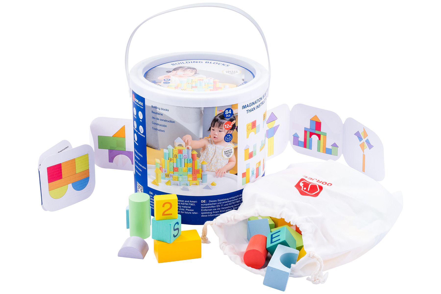 Dorjee Blokkenset - 84 stuks - Hout - Multi Kleur