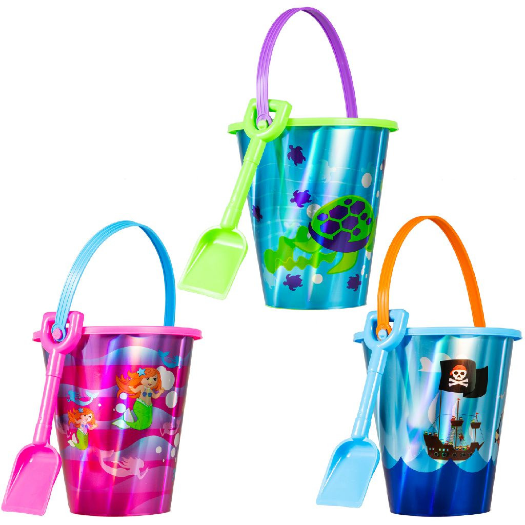 Summertime Emmer met Schep Laser Print - 22 cm - Prijs per Stuk