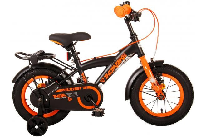 Volare Thombike Kinderfiets - 12 inch - Zwart Oranje - Twee Handremmen