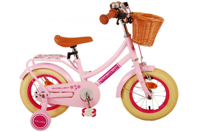 Volare Excellent Kinderfiets - 12 inch - Roze - met Mandje