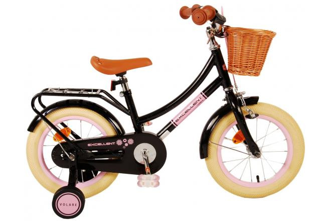 Volare Excellent Kinderfiets - 14 inch - Zwart - met Mandje