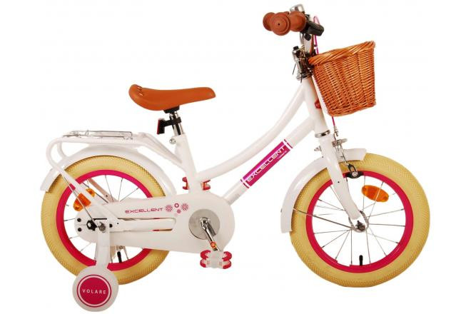 Volare Excellent Kinderfiets - 14 inch - Wit - met Mandje
