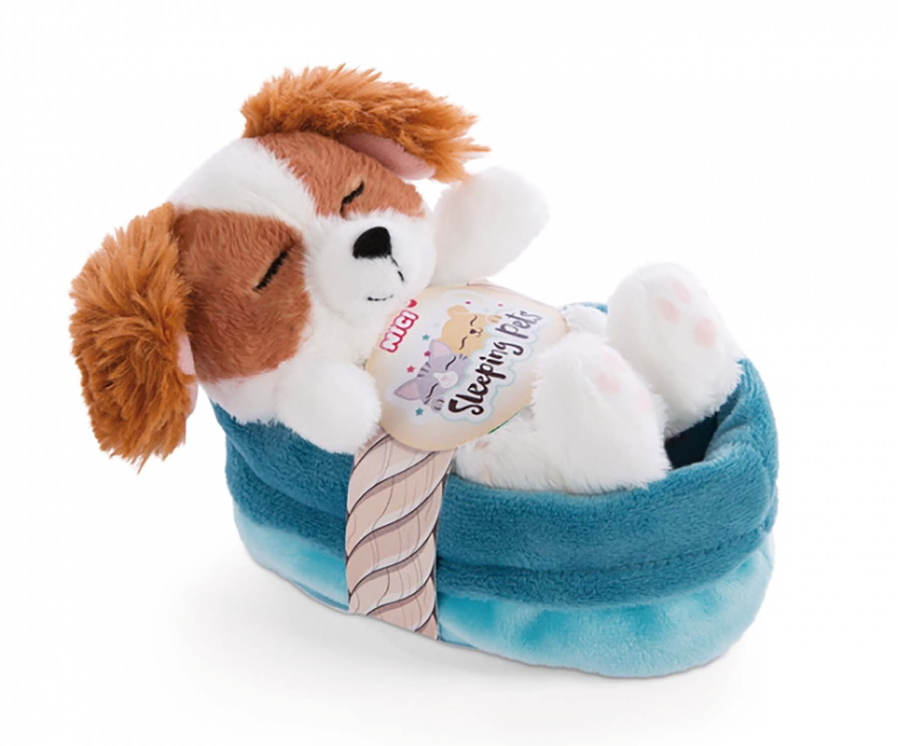 Nici Sleeping Pets Knuffel - Puppy Cocker Spaniel Slapend in Mand - 12 cm
