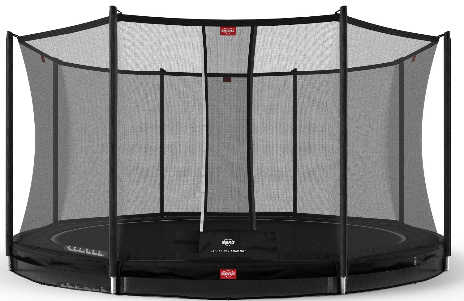 BERG Trampoline Favorit met Veiligheidsnet - Safetynet Comfort - InGround - 380 cm -  Limited Black Edition - Zwart