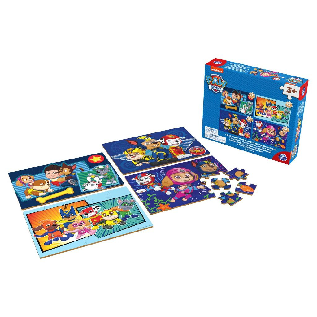 PAW Patrol Houten Puzzel - 4 Puzzels - 12-16-20-24 Stukjes